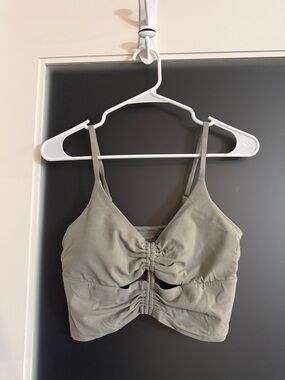 Athleta Front Crop Tank Top - Olive Green